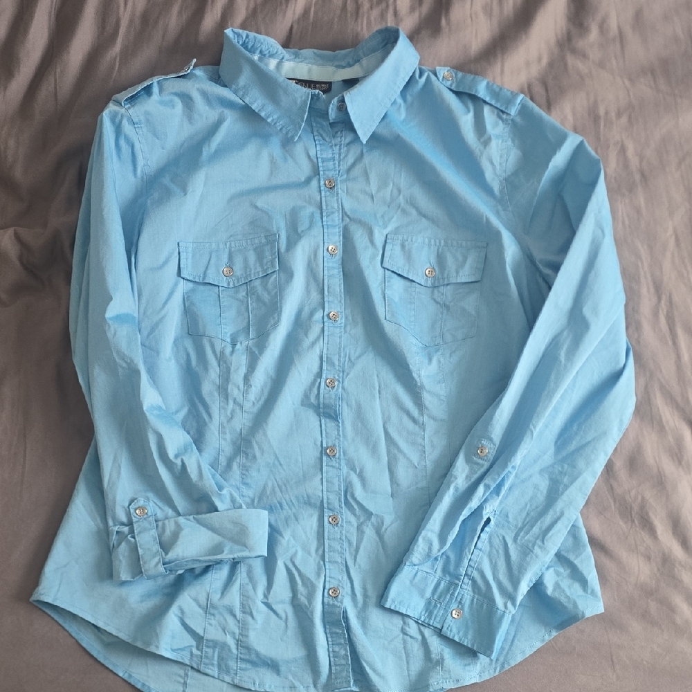 New York & Company Light Blue Blouse